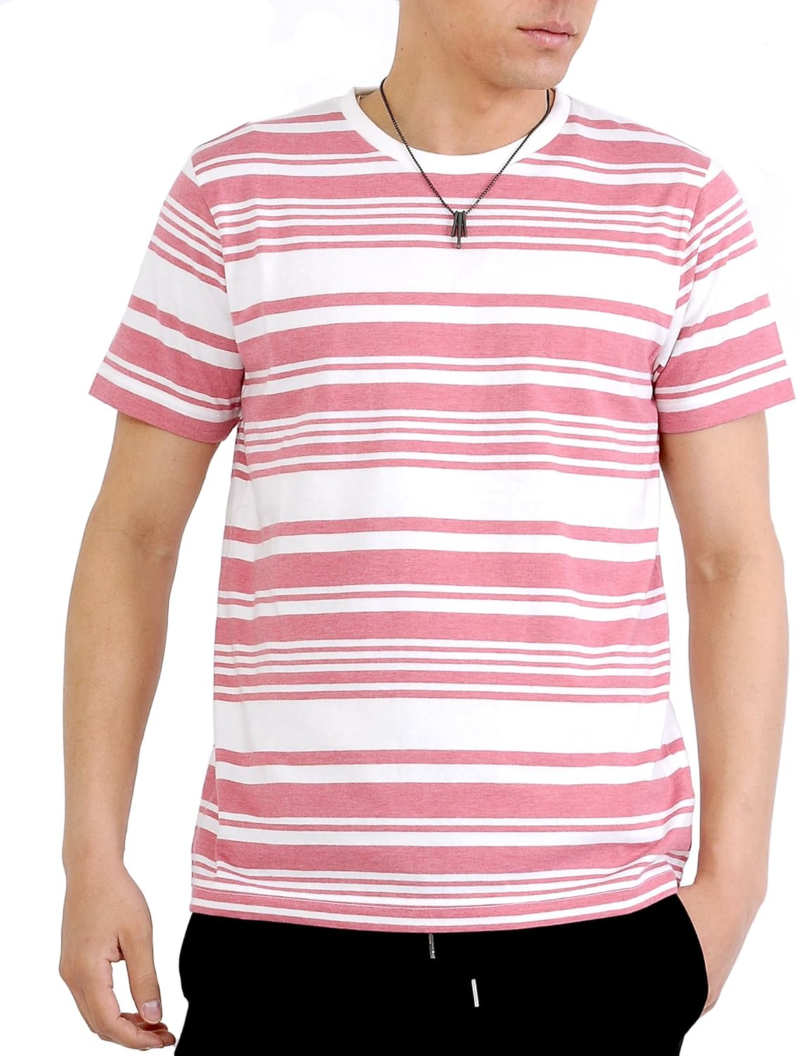 Amazon | [スペイド] Tシャツ ボーダー メンズ Uネック クルーネック